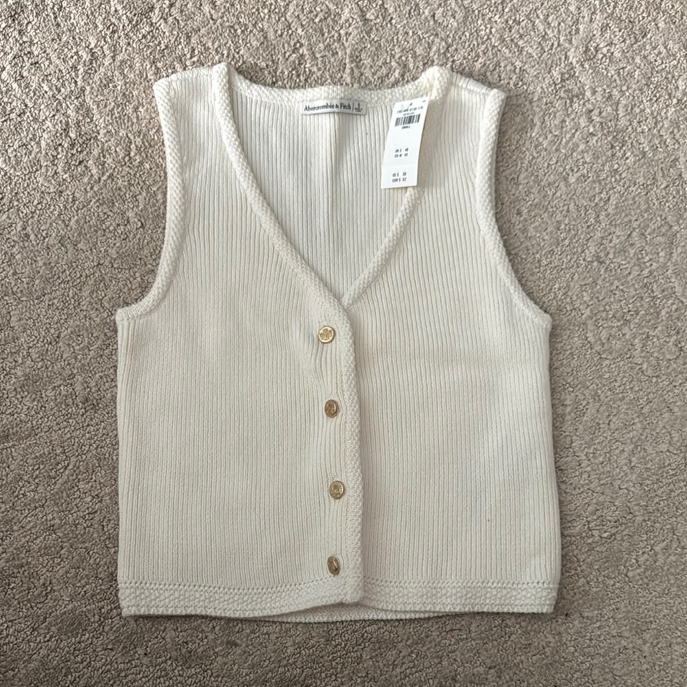 Abercrombie & Fitch Ivory Button-Down Tank Top